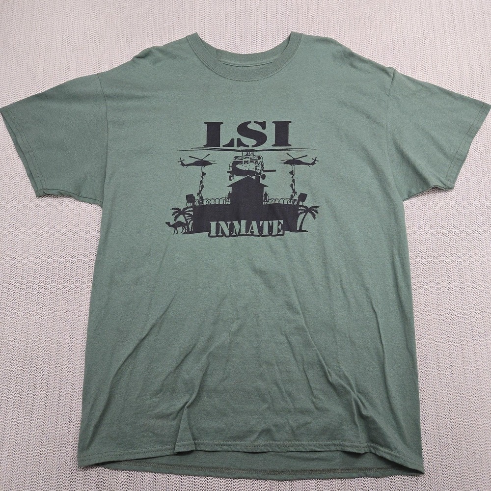 Blackhawk Helicopter Shirt Mens Extra Large Green LSI Inmate Graphic Military